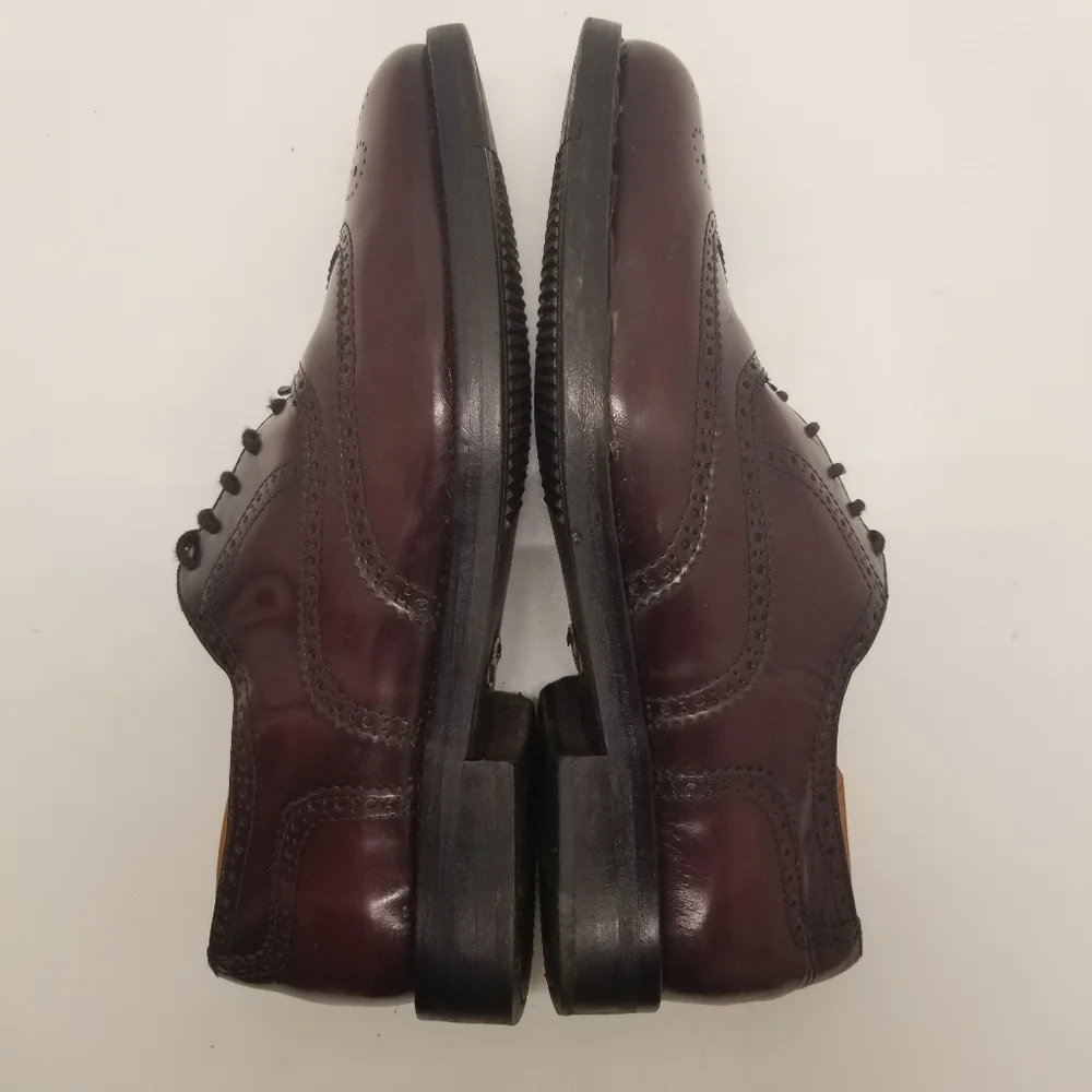 Totenham Mens Size 9.5 Cordovan Burgundy Leather Oxford Derby Wingtip Brogue